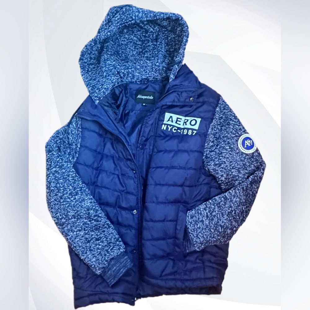 Aeropostale Mens Blue Hooded Jacket